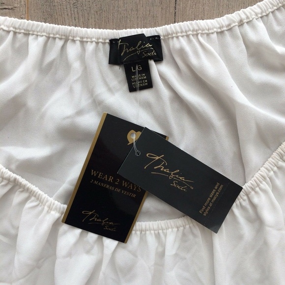 Thalia Sodi Boat Neck Lace Inset Tie Front Blouse - Picture 3 of 6